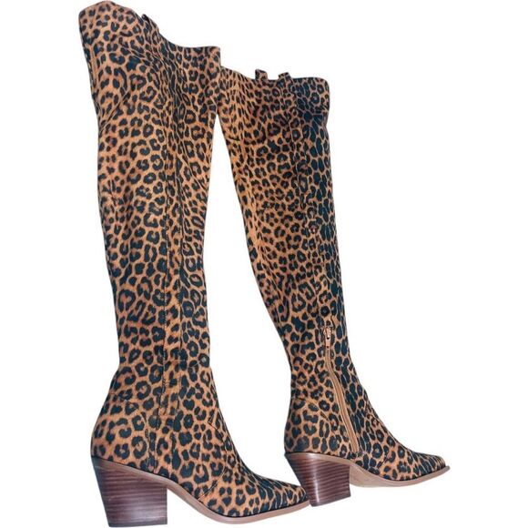 Jessica Simpson Zeana Leopard Print Suede Knee-High Boots - Picture 11 of 14